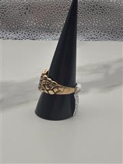 10K GOLD NUGGET DIAMOND HORSEHOE RING 4397G SIZE 10.5